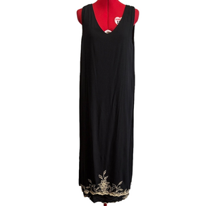 Temptations Black Maxi Dress with Gold Detailing MM391